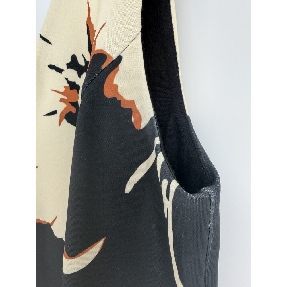 ANTHROPOLOGIE Maeve Amory Scuba Dress Fit & Flare Floral Black Cream 14 V Neck - Picture 7 of 11